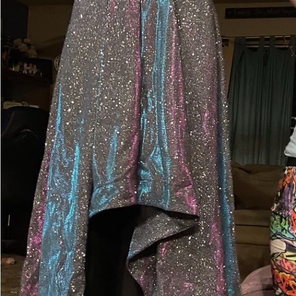 Speechless Silver Blue Sequin Maxi Dress - Picture 1 of 2
